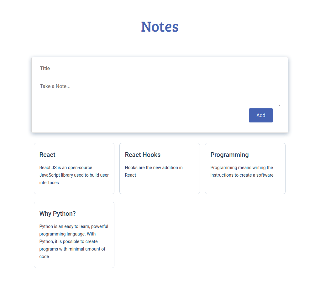 Notes App Using UseState React Hook