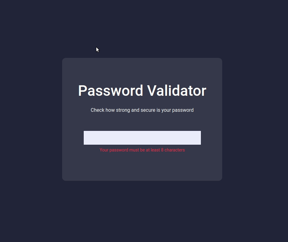 password validator output